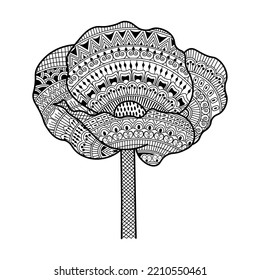 coloring page of decorative flower line art sketch of outline design on isolated white background