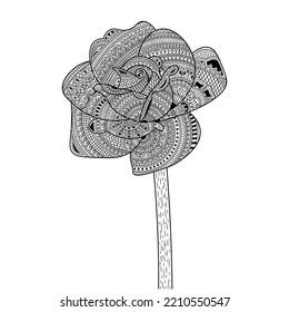 coloring page of decorative flower line art sketch of outline design on isolated white background