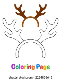 Coloring page with Deer antlers headband for kids