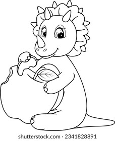 Coloring page. Delightful Duo. Dinosaur's Apple Adventure