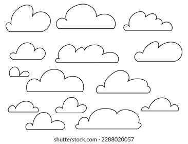 coloring page  with doodle  clouds