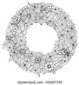 Dibujo para colorear con Vector de flores doodle