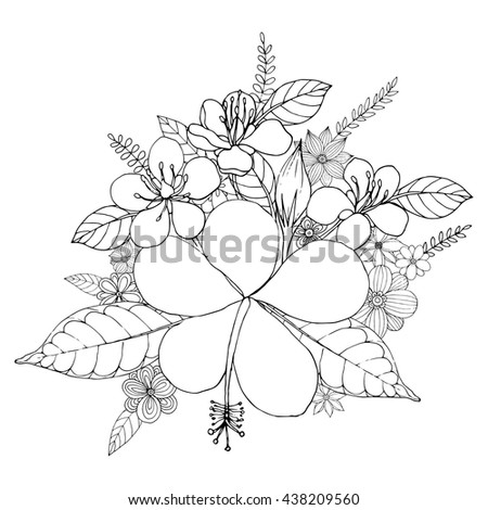 Coloring page with doodle flowers vector