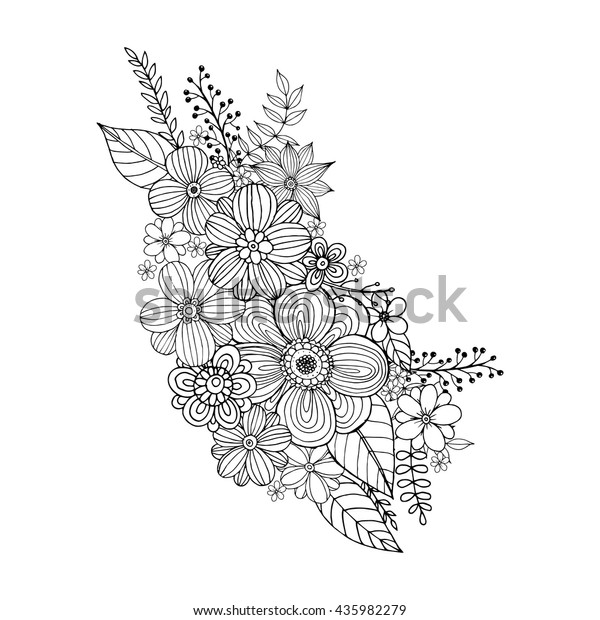 Coloring Page Doodle Flowers Vector Stock Vector (Royalty Free) 435982279