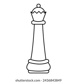 Dibujo para colorear con una pieza de doodle reina de ajedrez. Figura de juego de mesa en blanco y negro. Aislado en blanco.