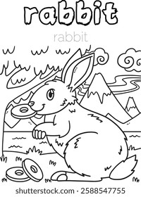 coloring page draw rabbit cute for children
