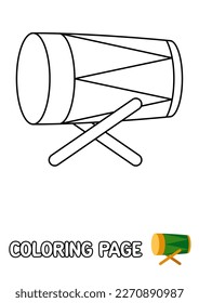 Coloring page with Drum  for kids