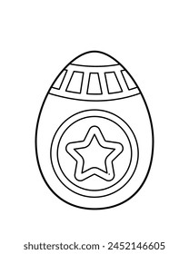 Coloring page Easter egg with big star. Black and white egg. Vector
