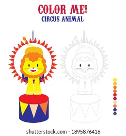 Coloring page, education game for children. Citrcus animal