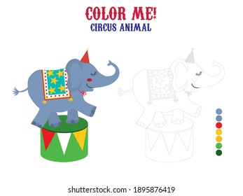 Coloring page, education game for children. Citrcus animal