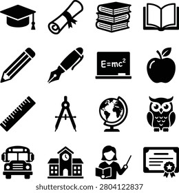 Coloring page Coloring page education icons with school supplies and symbols on white background