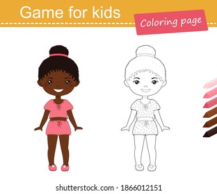 Coloring page. Educational game for children. Flat cartoon style. Vector illustration