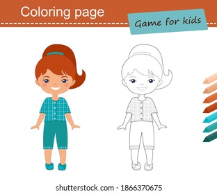 Coloring page. Educational game for children. Flat cartoon style. Vector illustration