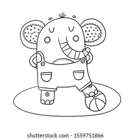 Coloring page Elephant boy with ball