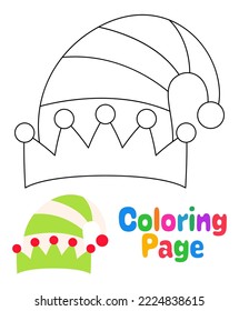 Coloring page with Elf hat for kids