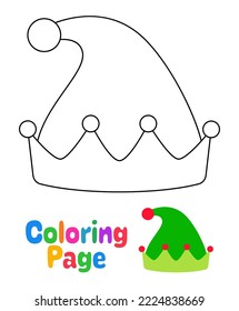 Coloring page with Elf hat for kids