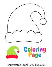 Coloring page with Elf hat for kids