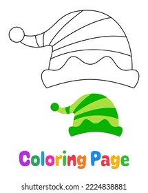 Coloring page with Elf hat for kids