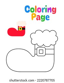 Coloring page with Elf shoe for kids