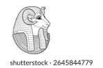 Coloring Page Featuring Amun-Ra the King of the Gods Often Depicted With a Rams Head and a Sun Disc