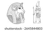 Coloring Page Featuring Amun-Ra the King of the Gods Often Depicted With a Rams Head and a Sun Disc