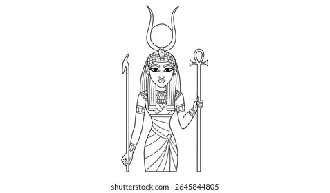 Coloring Page Featuring Maat the Goddess of Truth Justice and Order