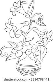 a coloring page featuring a stunning outline illustration of a variety of flowers. Let your creativity bloom as you bring these delicate petals.poppy flower coloring page line art
