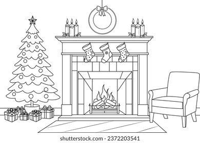 Coloring page a firewood. Christmas colouring page