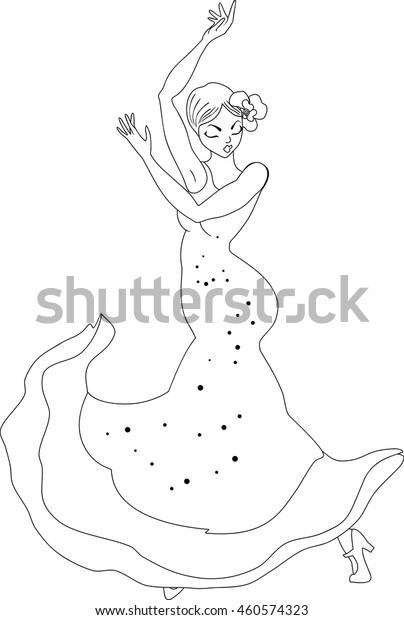 Coloring Page Flamenco Dancer Stock Vector Royalty Free 460574323