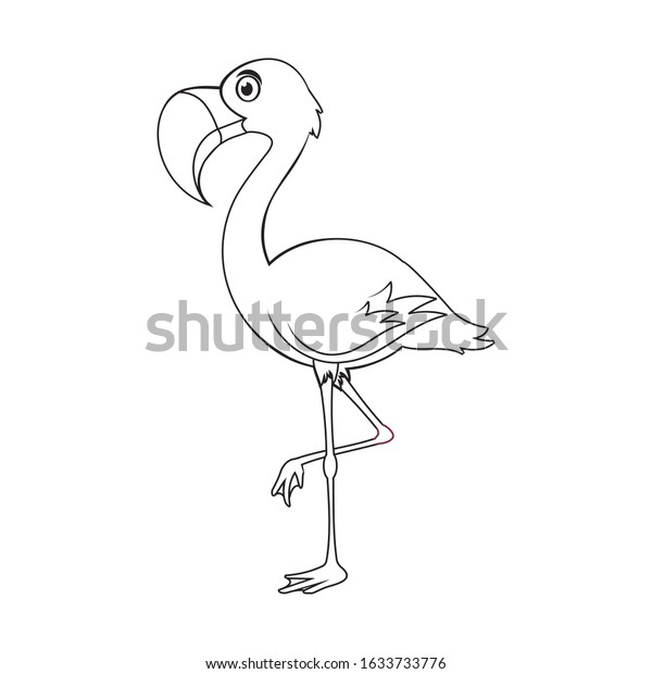 Coloring Page Flaminggo Try Help Children Stock Vector Royalty Free 1633733776