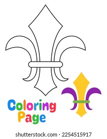 Coloring page with Fleur De Lis for kids