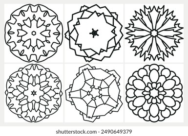 página para colorear con mandala floral, audaz y fácil, juego de Vector