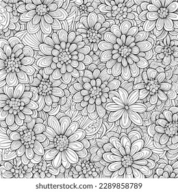 Coloring page of floral pattern background