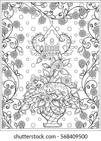 coloring page with flower