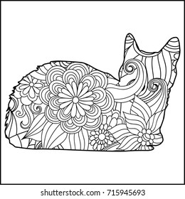 Coloring page flower cat