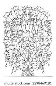 Coloring page with flowers. Floral background for coloring. Art therapy for children and adults.