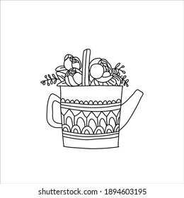 Coloring page flowers. Spring coloring book for adults and children. Vector illustration.
