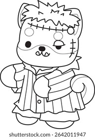 Coloring page of Fluffy Shiba Inu pet stickers. Outline of Happy doggy activities illustrations. outline of shiba inu like a Frankenstein 