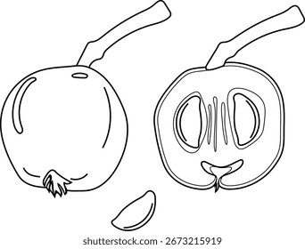 Coloring page and fruit