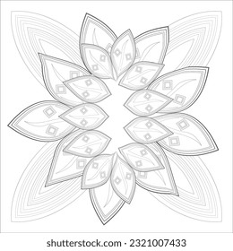 Coloring Page for Fun and Relaxation. Hand Drawn Sketch for Adult Anti Stress. Decorative Abstract Flowers in Black Isolated on White Background.-vector