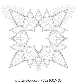 Coloring Page for Fun and Relaxation. Hand Drawn Sketch for Adult Anti Stress. Decorative Abstract Flowers in Black Isolated on White Background.-vector
