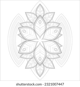 Coloring Page for Fun and Relaxation. Hand Drawn Sketch for Adult Anti Stress. Decorative Abstract Flowers in Black Isolated on White Background.-vector