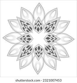 Coloring Page for Fun and Relaxation. Hand Drawn Sketch for Adult Anti Stress. Decorative Abstract Flowers in Black Isolated on White Background.-vector