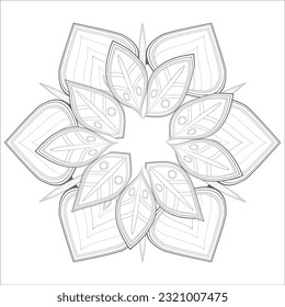 Coloring Page for Fun and Relaxation. Hand Drawn Sketch for Adult Anti Stress. Decorative Abstract Flowers in Black Isolated on White Background.-vector