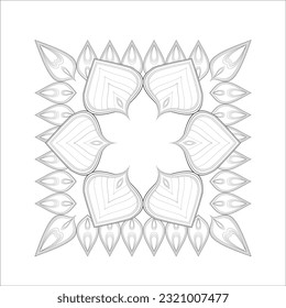 Coloring Page for Fun and Relaxation. Hand Drawn Sketch for Adult Anti Stress. Decorative Abstract Flowers in Black Isolated on White Background.-vector