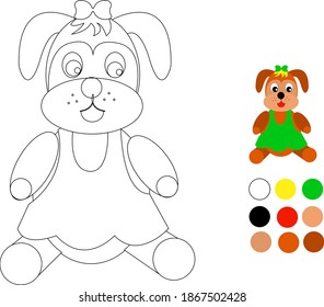 Coloring page: funny animals. Little cute dog