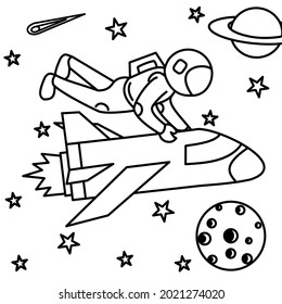 Coloring page funny astronaut activity, simple and attractive design