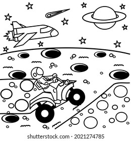 Coloring page funny astronaut activity, simple and attractive design