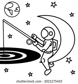 Coloring page funny astronaut activity, simple and attractive design