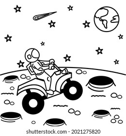Coloring page funny astronaut activity, simple and attractive design